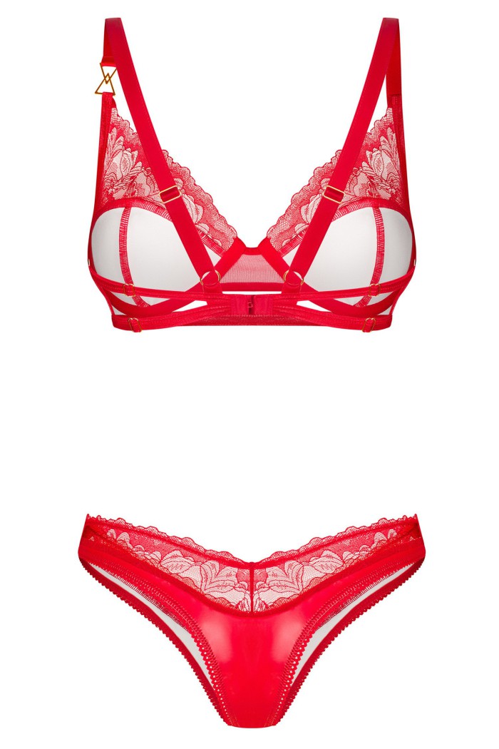Комплект білизни латексний - бюст і стрінги Obsessive Aliosa set