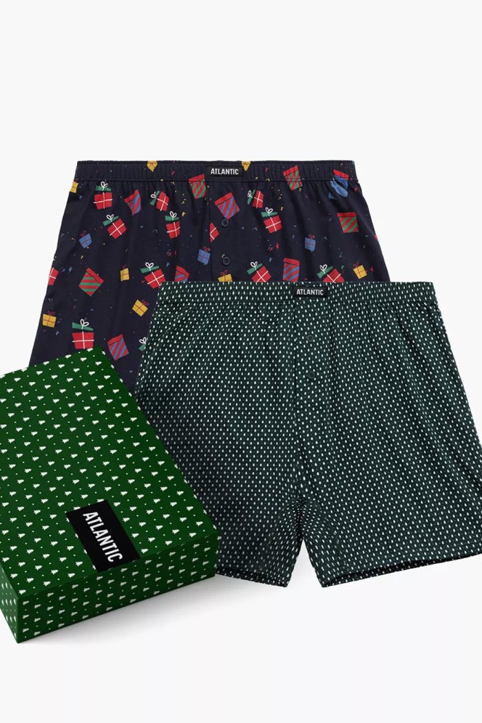 Трусы-боксеры с новогодним принтом Atlantic 2GMB-006 (2 шт)