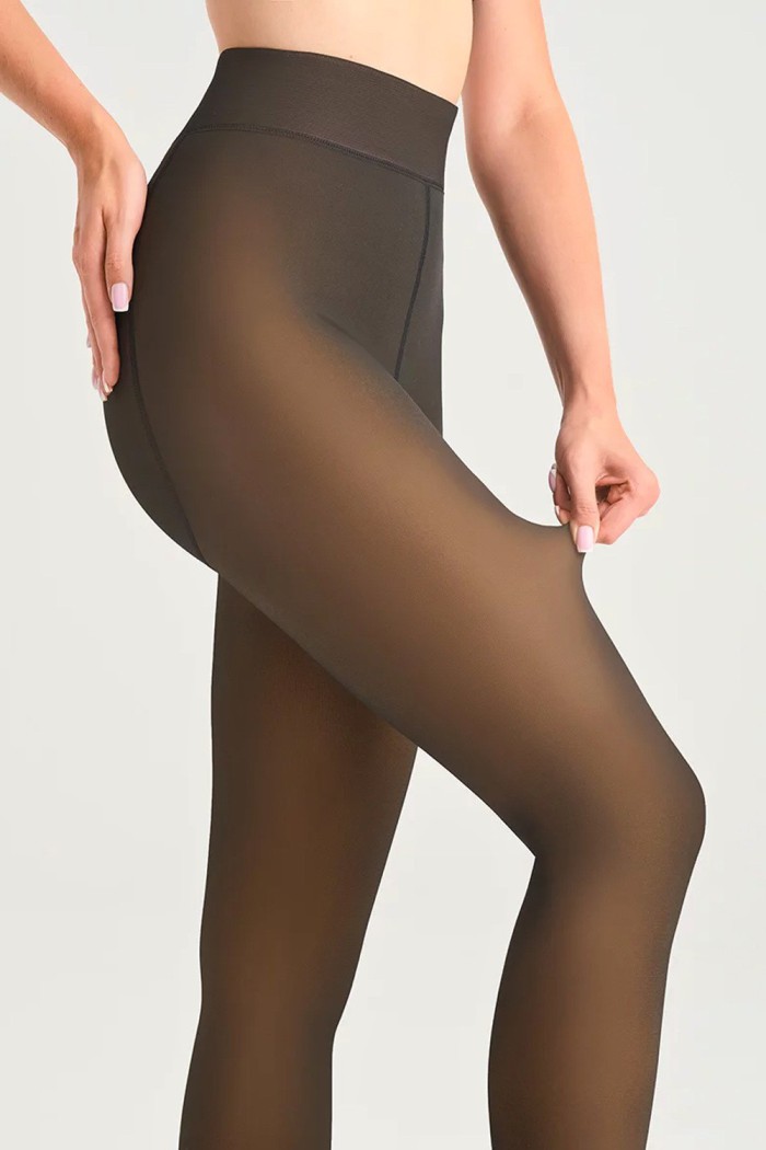 Колготки теплые на флисе с эффектом голых ног SKlv W519 Second Skin