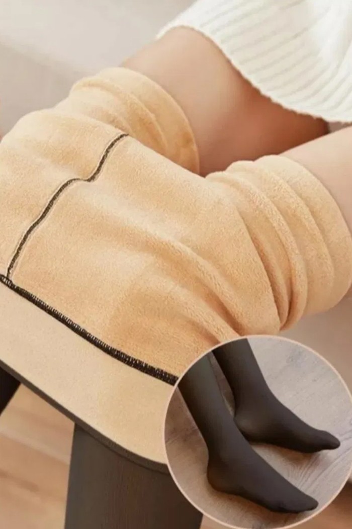 Колготки теплые на флисе с эффектом голых ног SKlv W519 Second Skin