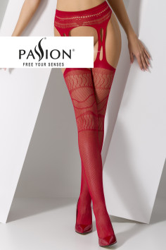 Панчохи в сітку з поясом Passion S020 Red 2