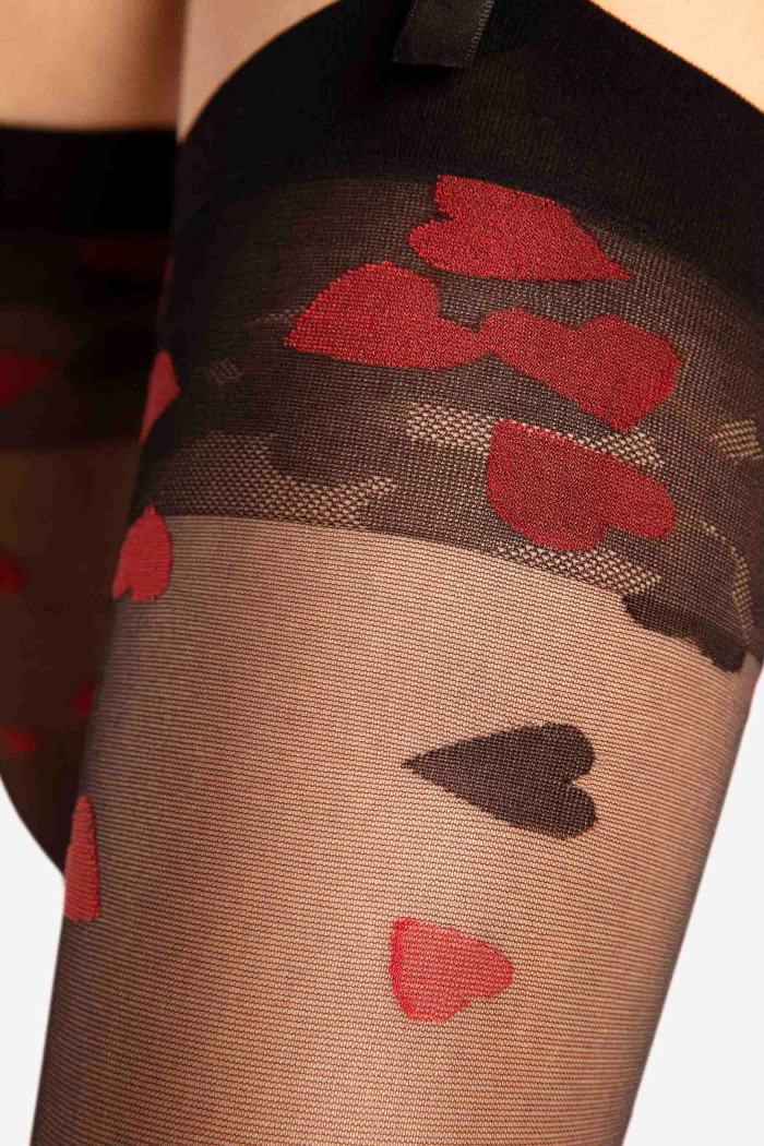 Чулки под пояс с принтом "Сердечки" Fiore ALICE 20 den | InSecret.ua