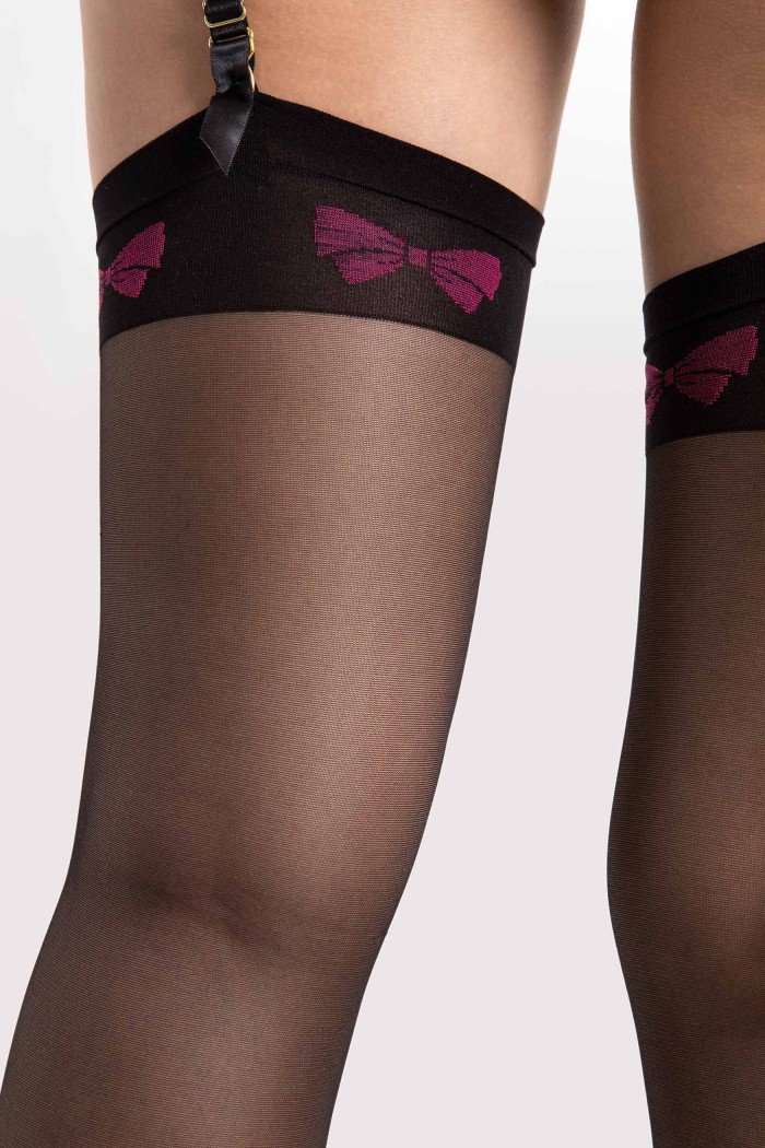 Чулки под пояс с принтом Бантики Fiore Lola 20 den | InSecret.ua