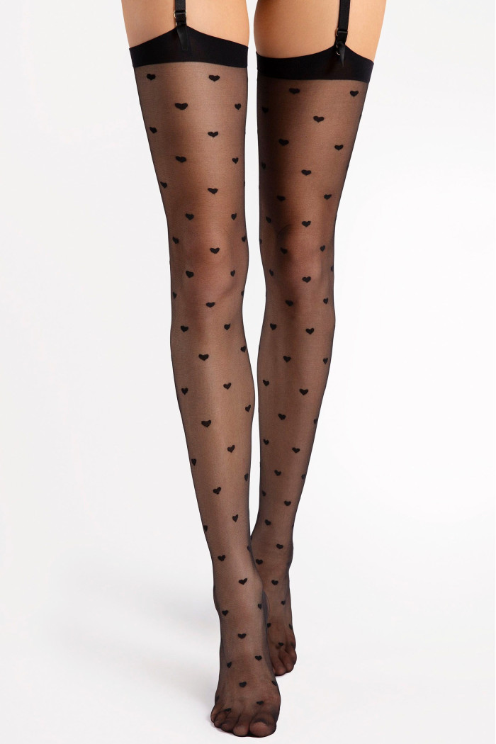 Чулки под пояс в сердечки Fiore LOVE BOOSTER 15 den | InSecret.ua