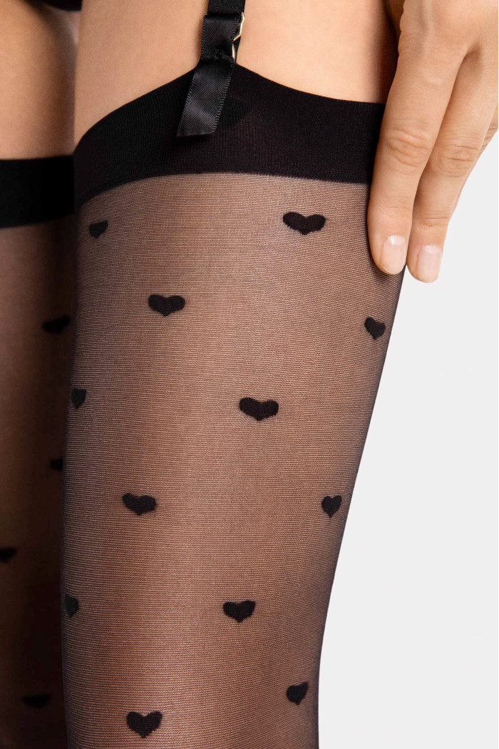 Панчохи під пояс в сердечки Fiore LOVE BOOSTER 15 den  — купити в InSecret.ua