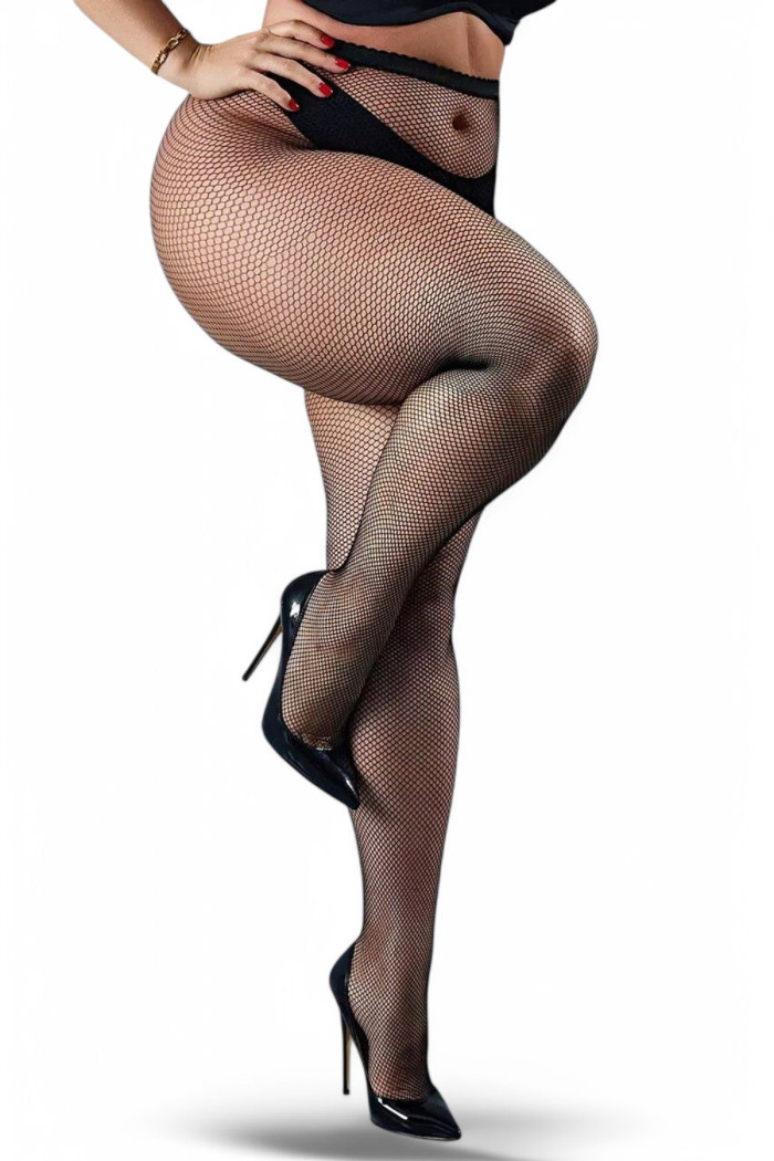 Колготки великого розміру в дрібну сітку Lores Cabaret PLUS  — купити в InSecret.ua