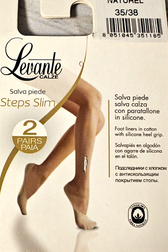 Сліди бавовняні безшовні з силіконом LEVANTE Steps Slim (2 пари)  — купити в InSecret.ua