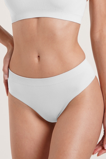 Трусики бесшовные в рубчик GIULIA Brasilian briefs RIB Bianco | InSecret.ua