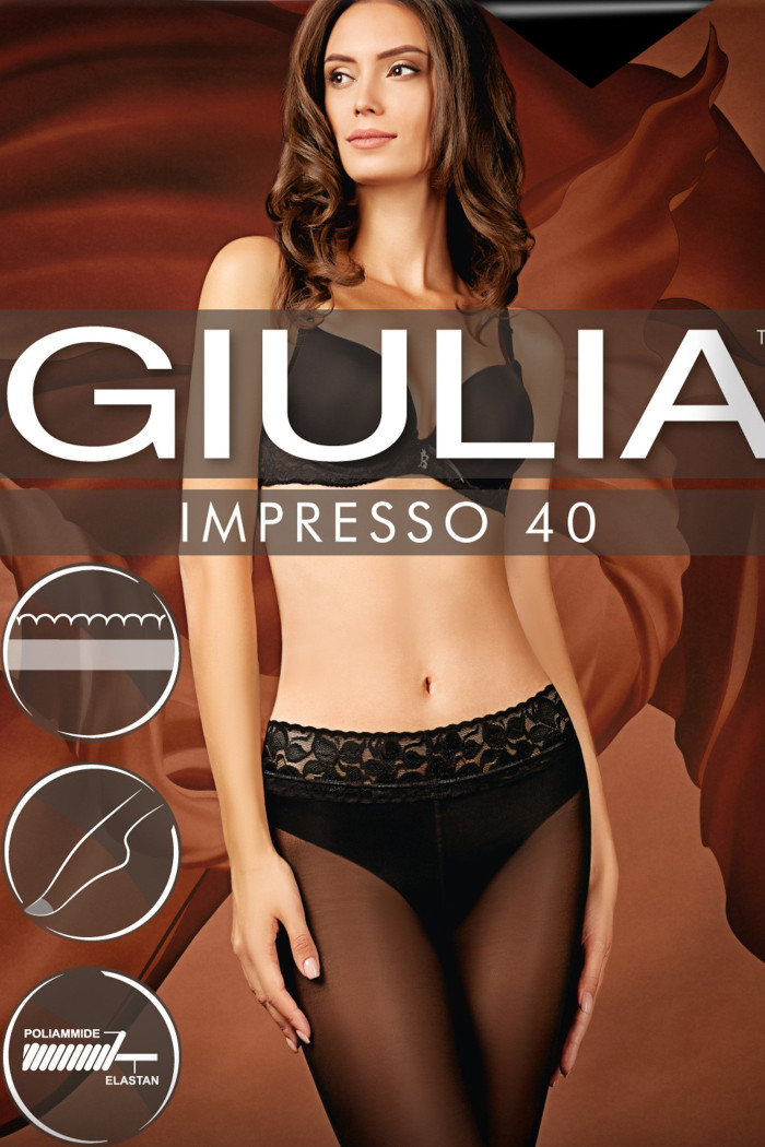 Колготки з мереживним поясом GIULIA Impresso 40d  — купити в InSecret.ua