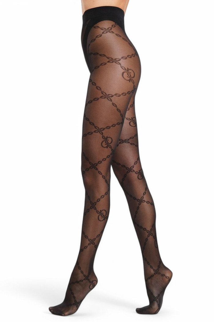 Колготки с принтом цепочки с логотипом "G" GIULIA Fashionista 40 model 9 | InSecret.ua