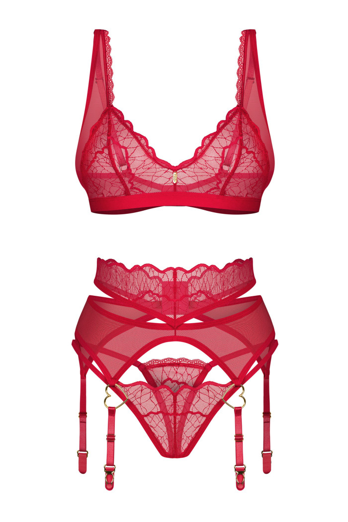 Комплект белья с поясом для чулок Obsessive Cupide Desir garter set | InSecret.ua