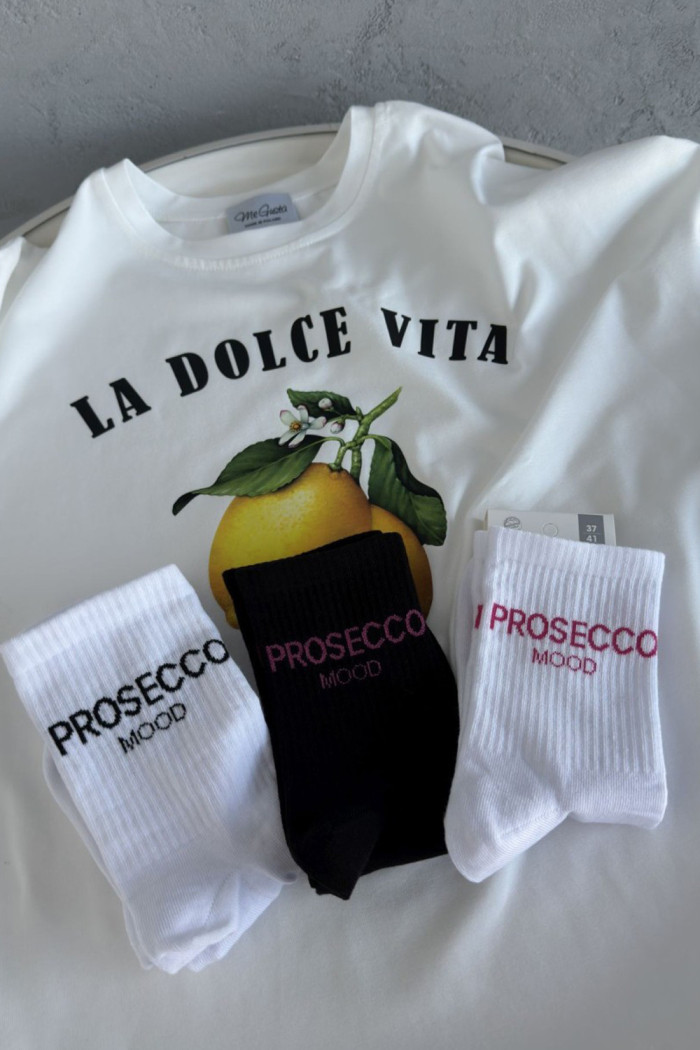 Носки хлопковые с надписью PROSECCO MOOD Milena 0200.159 | InSecret.ua