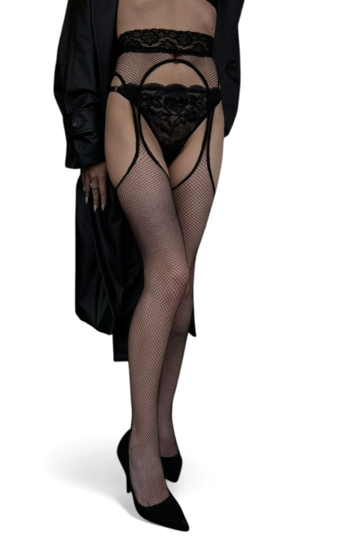 Панчохи в сітку з мереживним поясом DOLORES Erica Rete  — купити в InSecret.ua
