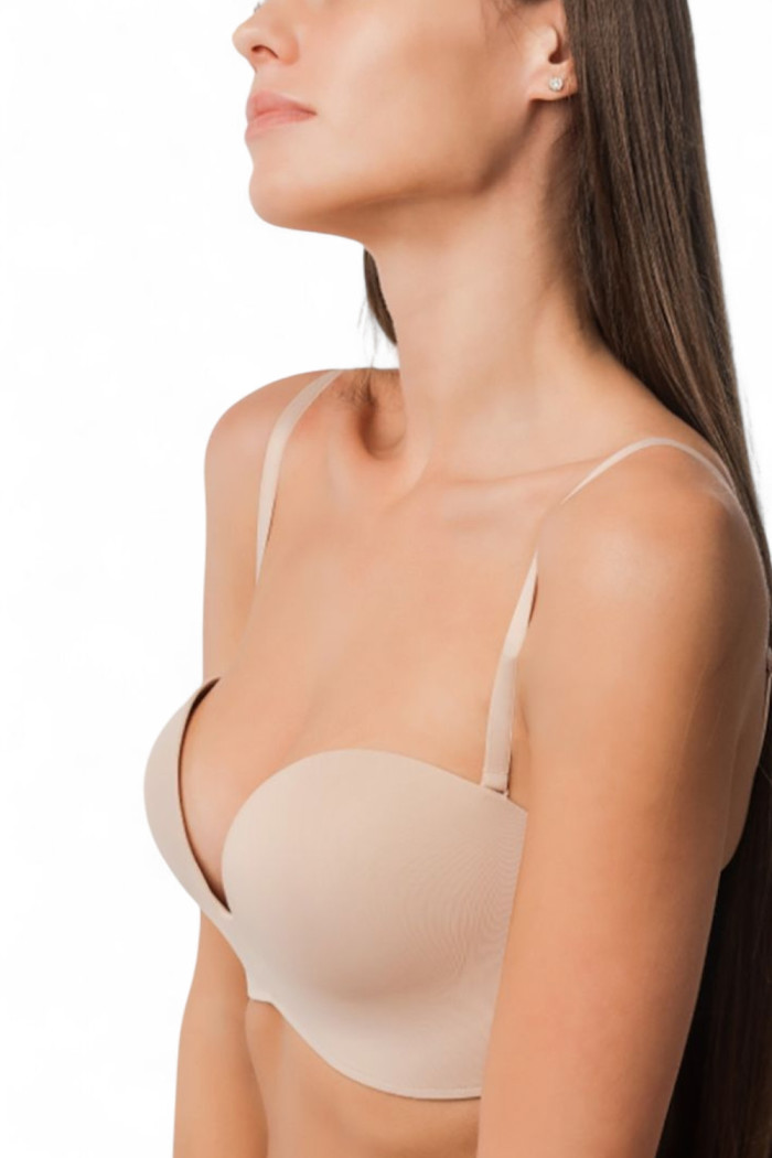 Бюстгальтер гладкий с глубоким декольте без бретелей Luna L1523A Caramela | InSecret.ua