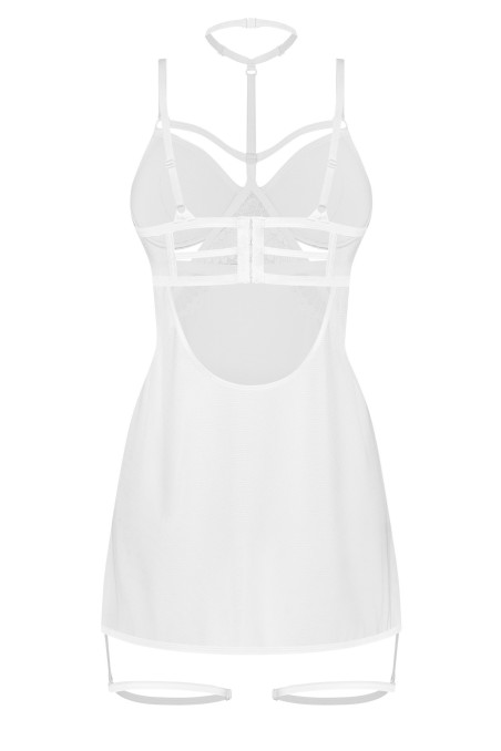 Сорочка прозрачная с трусиками и гартерами Obsessive Arrowel Chemise White | InSecret.ua