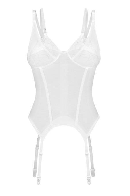 Корсет прозрачный с пажами для чулок Obsessive Arrowel Corset White | InSecret.ua