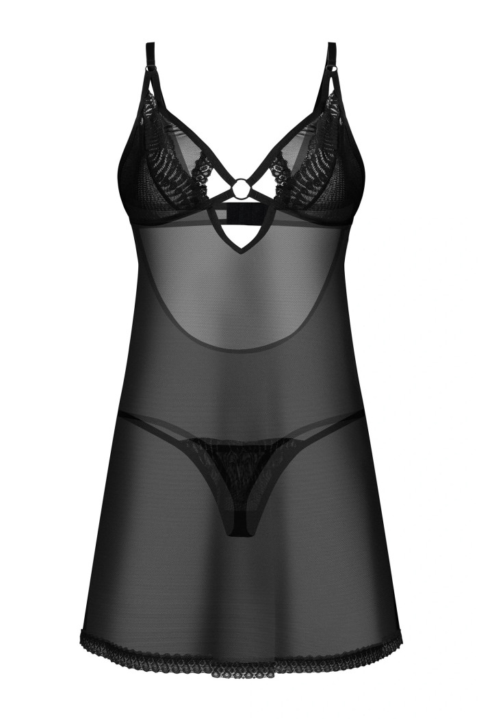 Пеньюар прозорий з трусиками Obsessive Alliane Chemise  — купити в InSecret.ua