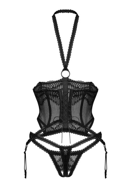 Корсет з відкритим верхом та трусиками Obsessive Alliane Corset  — купити в InSecret.ua