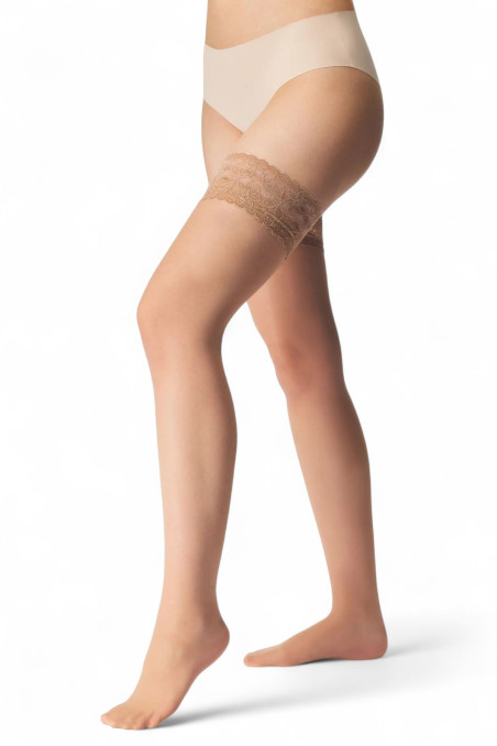 Шовковисті панчохи з мереживною коронкою Knittex Nicole 15d  — купити в InSecret.ua