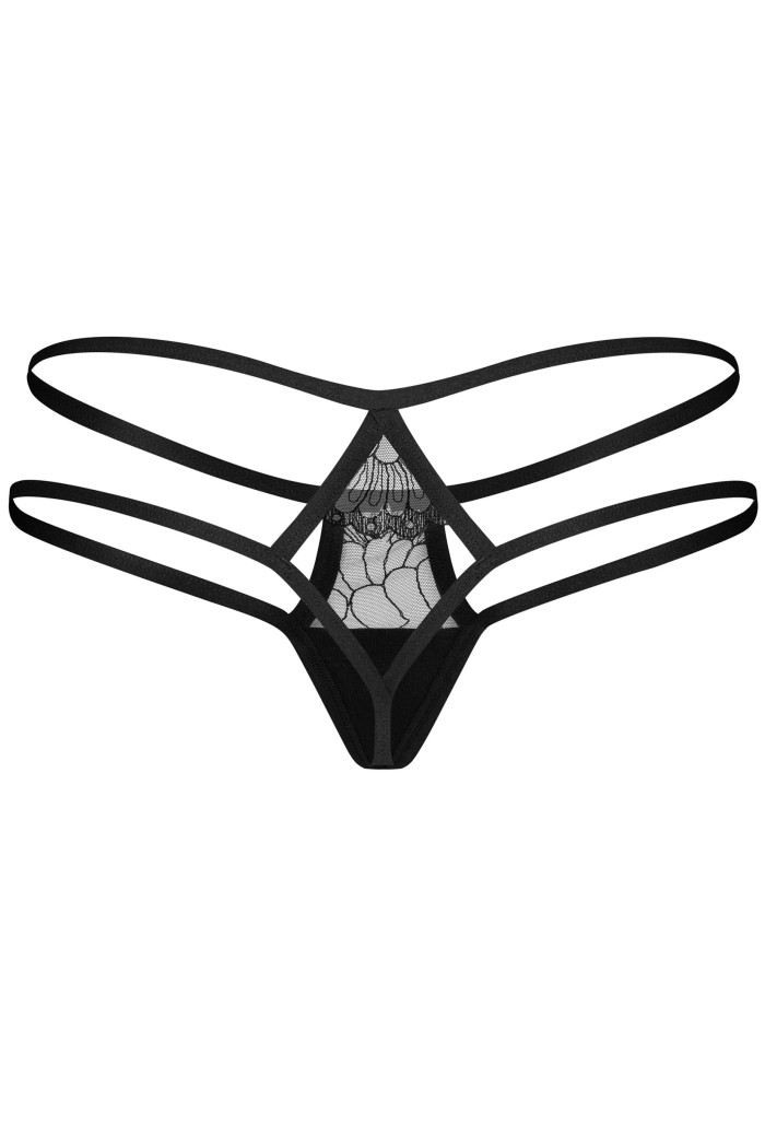 Трусики-мини с эластичными полосками Obsessive Arrowel Black | InSecret.ua