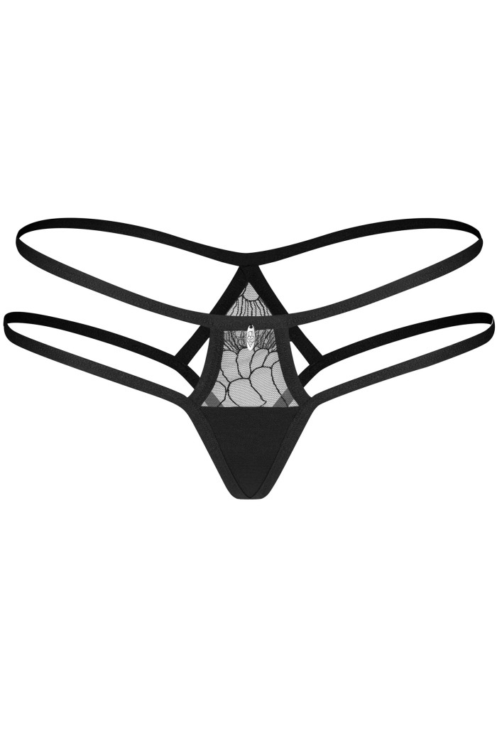 Трусики-мини с эластичными полосками Obsessive Arrowel Black | InSecret.ua