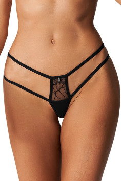 Трусики-міні з еластичними смужками Obsessive Arrowel Black  — купити в InSecret.ua