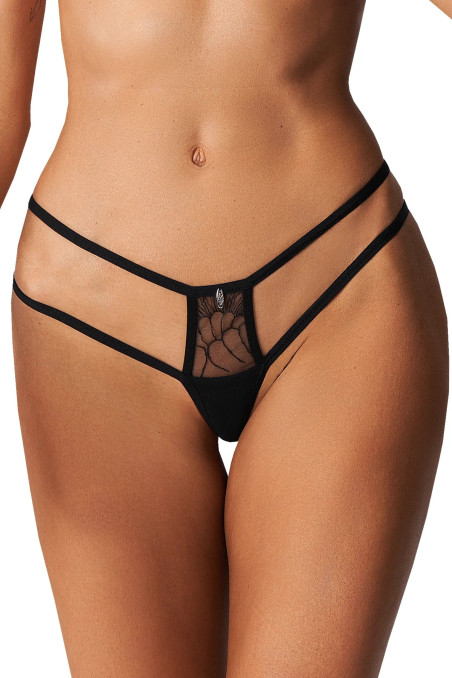 Трусики-мини с эластичными полосками Obsessive Arrowel Black | InSecret.ua