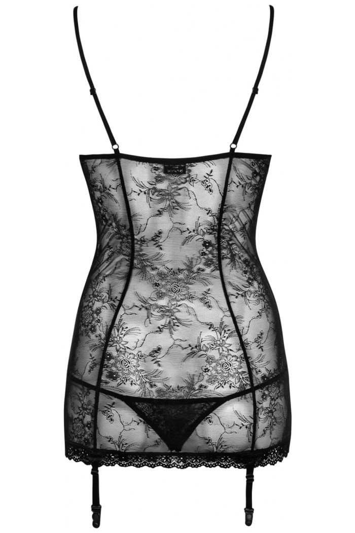 Сорочка прозора з трусиками та пажами для панчіх Obsessive Slevika  — купити в InSecret.ua
