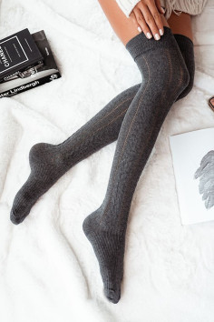 Високі гольфи - Панчохи бавовняні ажурні Milena 0347.001 Cotton  — купити в InSecret.ua