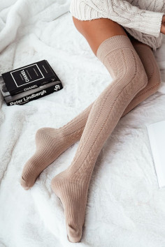 Высокие гольфы-чулки хлопковые ажурные Milena 0347.001 Cotton | InSecret.ua