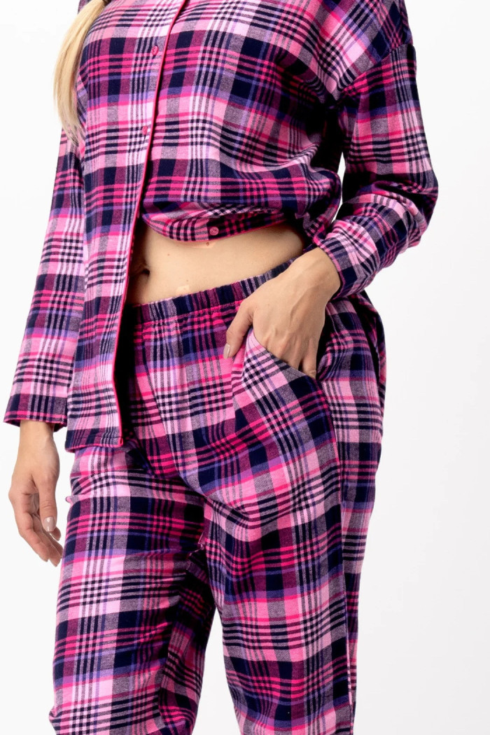 Піжама жіноча фланелева великого розміру в клітку Key LNS 490 B25  — купити в InSecret.ua