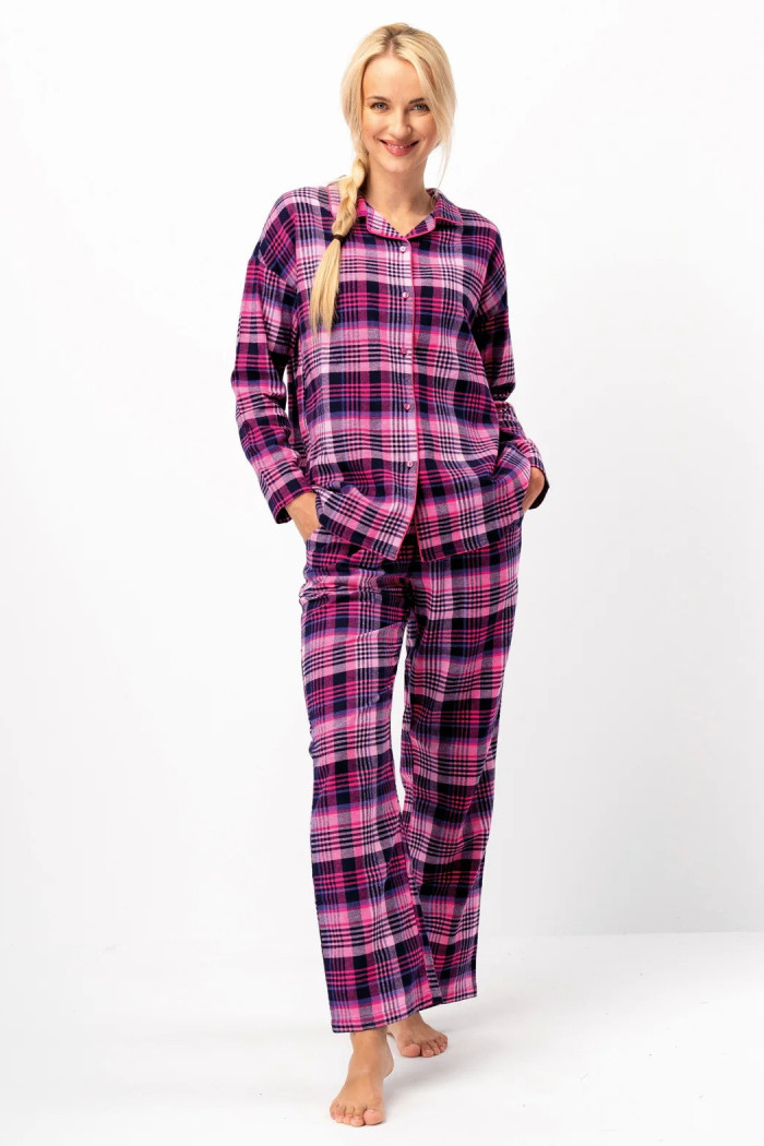 Піжама жіноча фланелева великого розміру в клітку Key LNS 490 B25  — купити в InSecret.ua