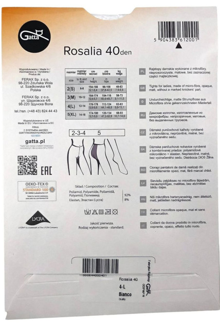 Колготки матові однотонні із мікрофібри Gatta Rosalia 40d  — купити в InSecret.ua