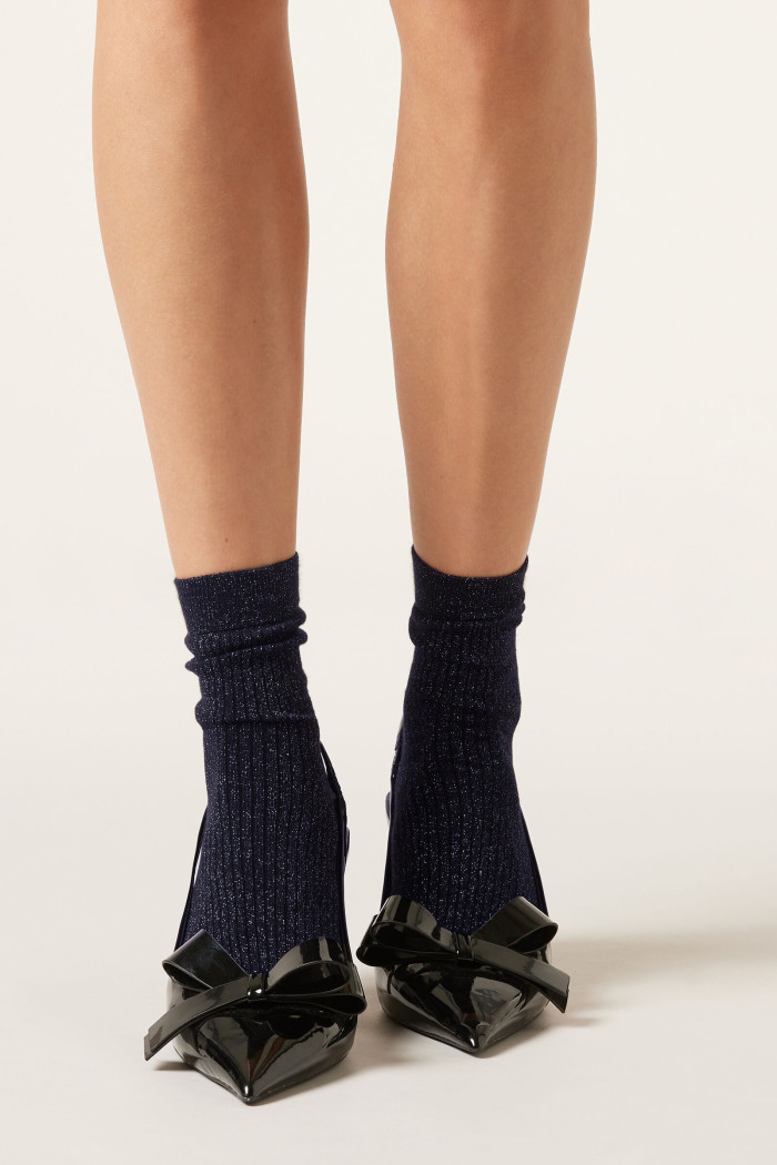 Носки хлопковые в рубчик с люрексом MasterStep 7140 LUREX | InSecret.ua