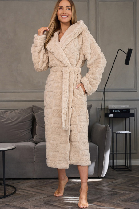 Халат жіночий довгий теплий з капюшоном L&L 2554 Angora  — купити в InSecret.ua