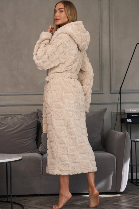 Халат жіночий довгий теплий з капюшоном L&L 2554 Angora  — купити в InSecret.ua