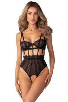 Боді жіноче прозоре з вирізом Obsessive Hersis  — купити в InSecret.ua
