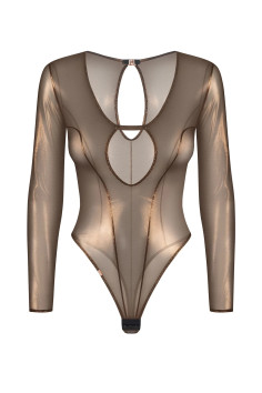 Боди блестящий полупрозрачный с рукавом Obsessive Soranna long sleeved | InSecret.ua 2