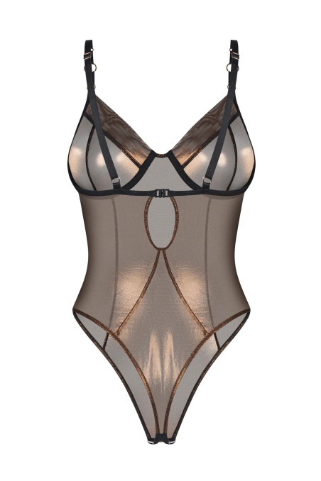 Боди блестящий полупрозрачный с вырезом Obsessive Soranna Crotchless | InSecret.ua