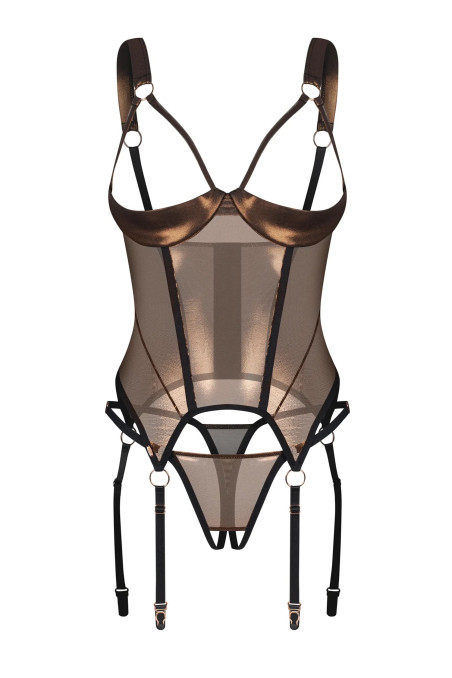 копія Корсет з відкритим верхом та трусиками Obsessive Alliane Corset  — купити в InSecret.ua