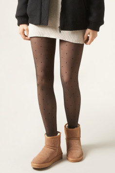 Колготки теплі на флісі з ефектом тюлю в горошок WS Studio 7723 500d