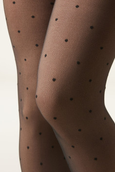 Колготки теплі на флісі з ефектом тюлю в горошок WS Studio 7723 500d 2