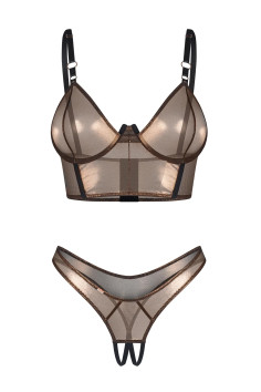 Комплект з відкритим бюстом і трусиками Obsessive Roxelia set otwarty  — купити в InSecret.ua 2