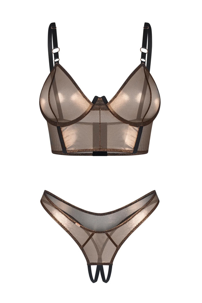 Комплект з відкритим бюстом і трусиками Obsessive Roxelia set otwarty  — купити в InSecret.ua
