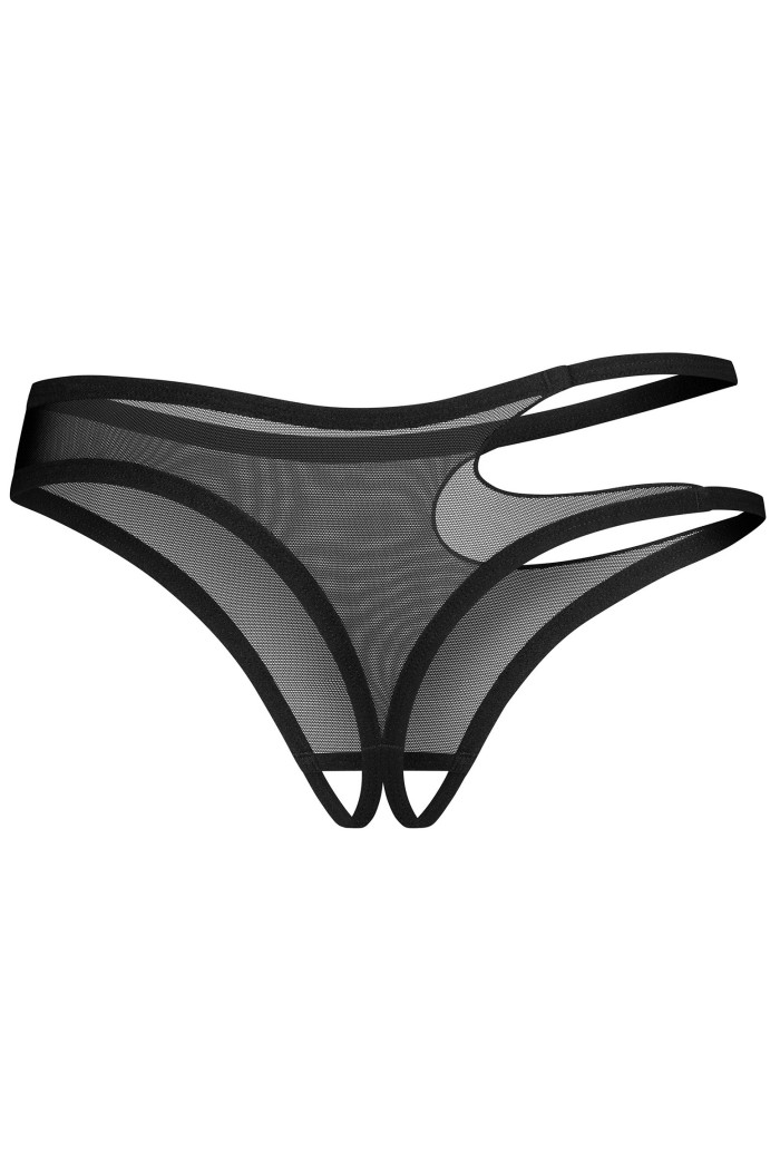 Трусики-міні з еластичними смужками Obsessive Arrowel Black  — купити в InSecret.ua