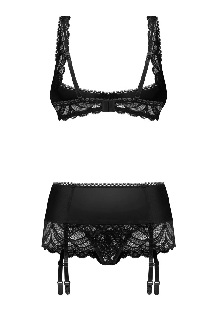 Комплект білизни мереживний з поясом Obsessive Lobellis set  — купити в InSecret.ua