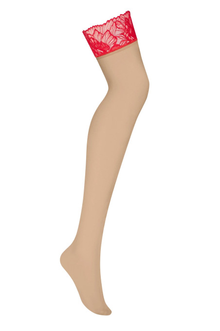Панчохи під пояс з червоним мереживом Obsessive Cupide Desir  — купити в InSecret.ua