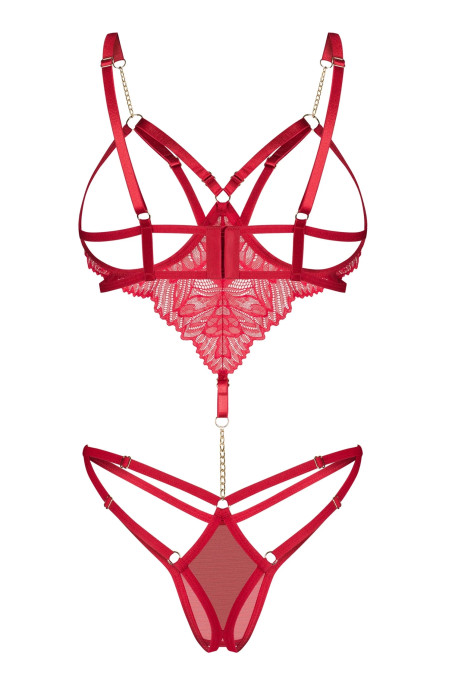 Боді жіноче прозоре з вирізом Obsessive Hersis  — купити в InSecret.ua