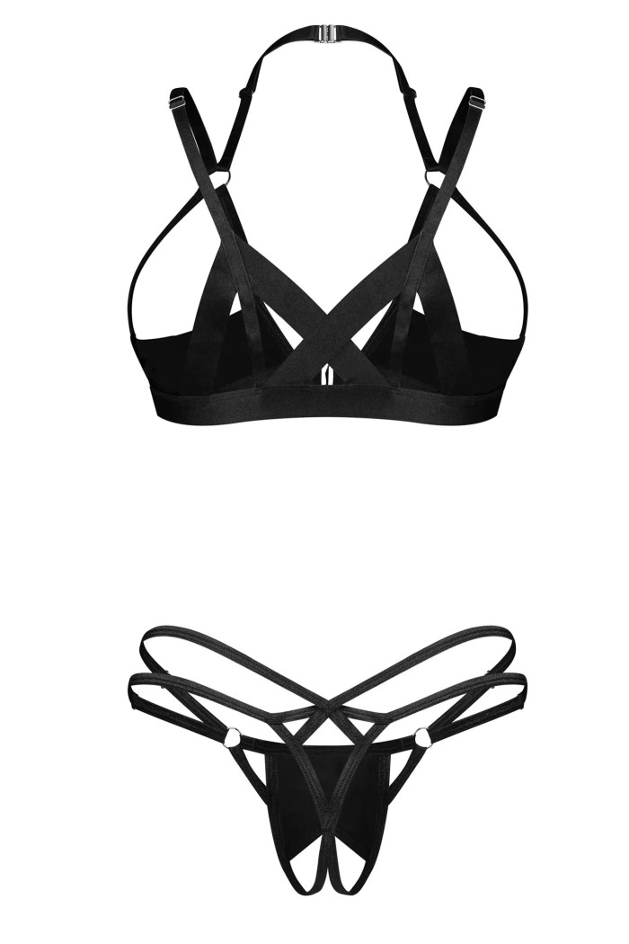 Комплект білизни відкритий із еко-шкіри Obsessive Cordellis set otwarty  — купити в InSecret.ua