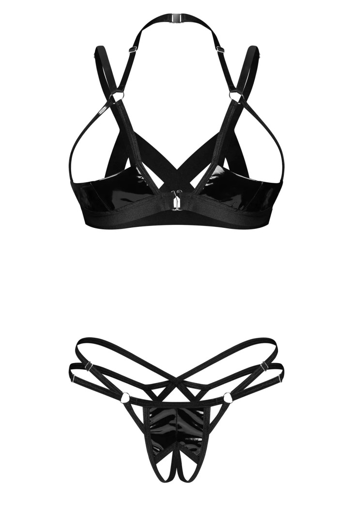 Комплект білизни відкритий із еко-шкіри Obsessive Cordellis set otwarty  — купити в InSecret.ua